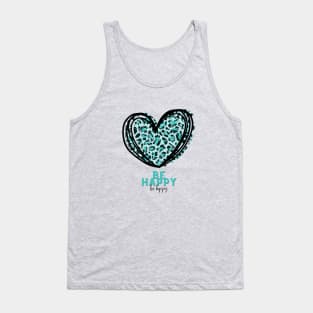 Be Happy Leopard Print Heart Tank Top